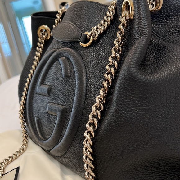 Black, medium Gucci Soho chain shoulder bag - Picture 3 of 16